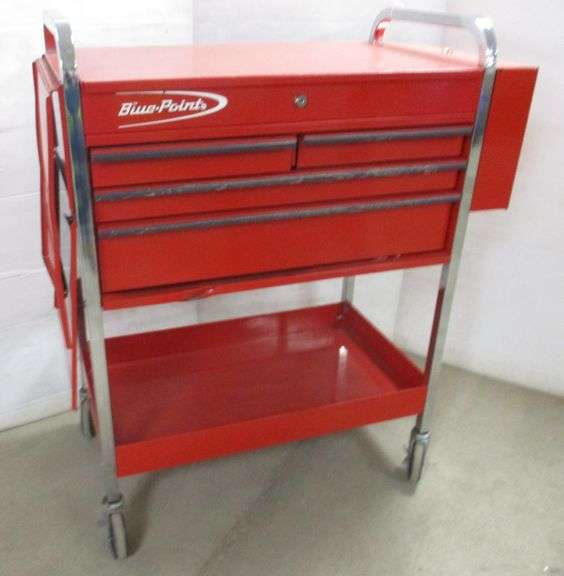 Blue Point rollable fourdrawer tool box with foldout side shelf, 34"W x 17"D x 40"H, great, no