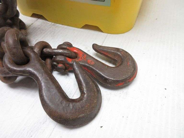 14' Heavy duty log chain with two hooks, has splices in chain, solid