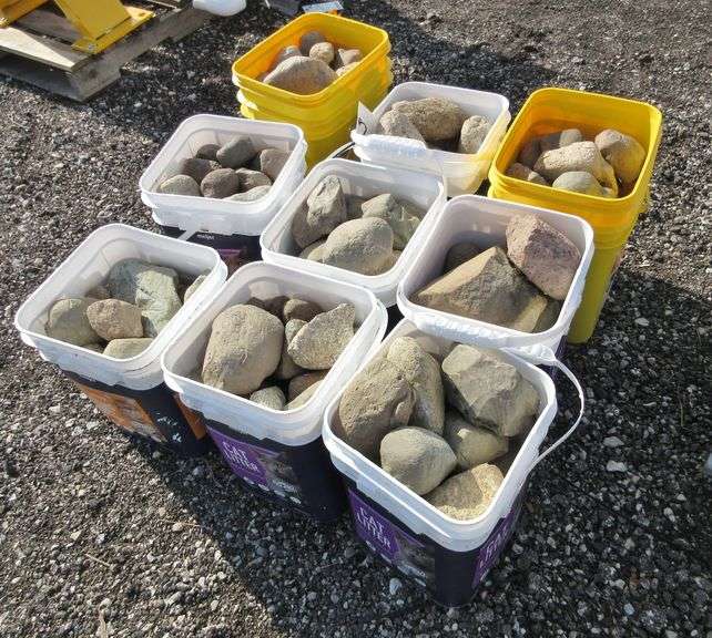 (9) Buckets of rocks Albrecht Auction Service