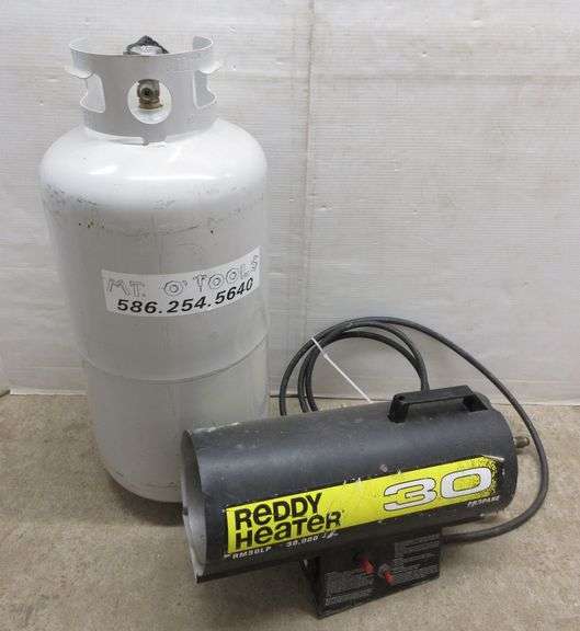 30Gallon propane tank; Reddy Heater 30, works Albrecht Auction Service