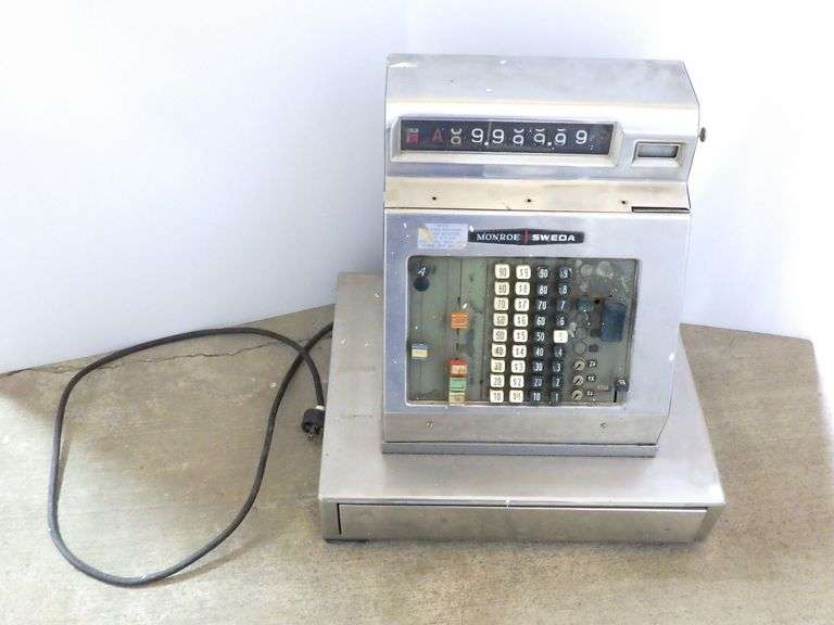 Antique sweda monroe cash register, 18"W x 18"H Albrecht Auction Service
