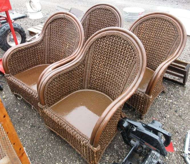 (4) Heavy duty wicker chairs, no cushions included Albrecht Auction