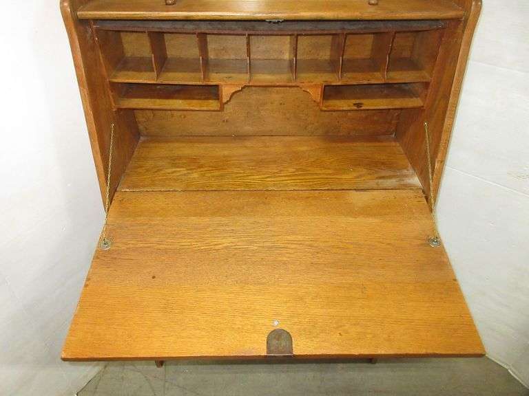 Antique Larkins desk, solid oak, ca. 1900, 30"W x 12"D x 62"H