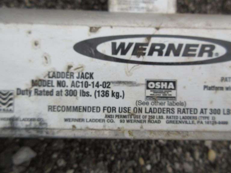(2) Aluminum ladder jacks, fair, used Albrecht Auction Service