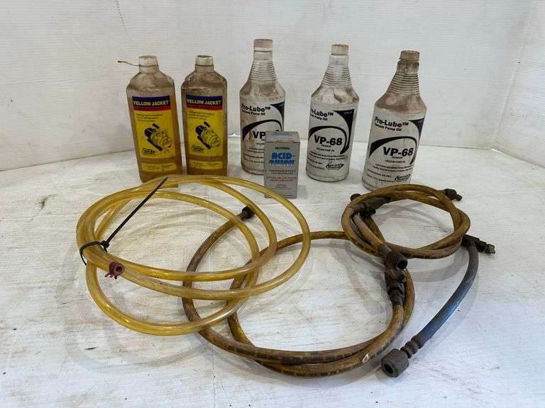 (3)Pro Lube VP68 Vacuum Pump Oil (two full and one partial); (2