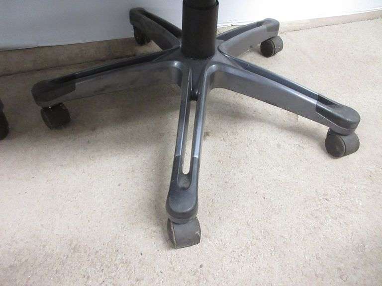 (2) Staples office chairs, 51473, 28" x 19" x 22 1/2"H to seat, one has