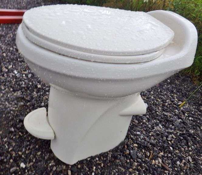 Thetford aquamagic style toilet for RV, bone color with porcelain bowl