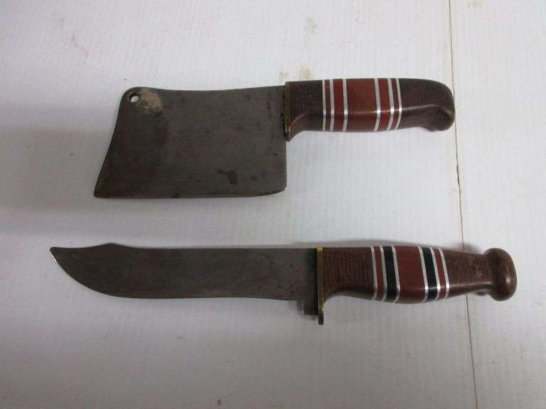 Machete; Hatchet and buck knife, matching pair; HD sheers; Knife