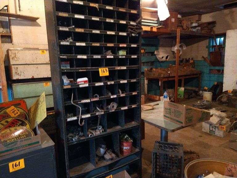 Metal Parts Shelf w/ Parts Included, 37 x 13 x 84 Assiter Auctioneers