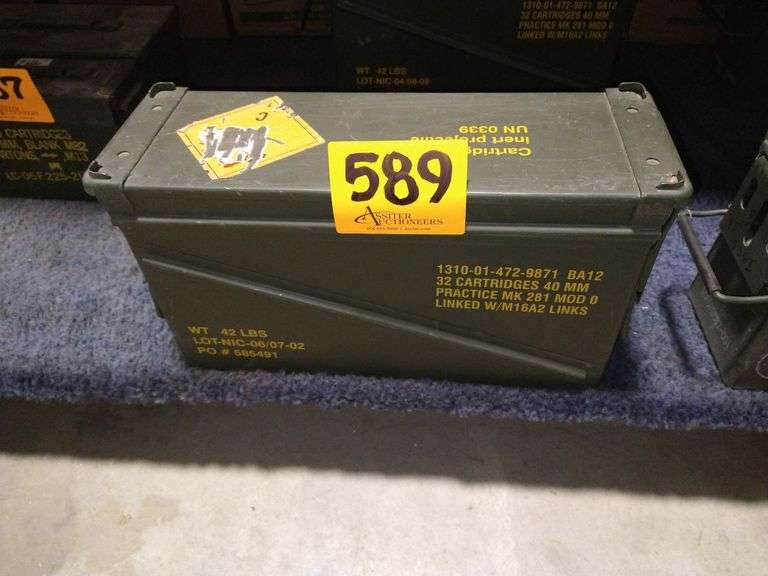 Metal Ammo Box, 19 x 6 x 10 Assiter Auctioneers