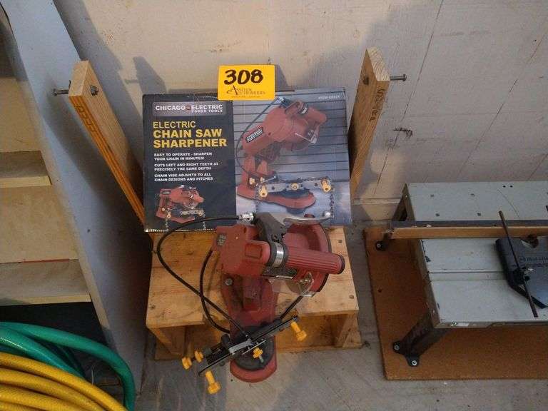 Chicago Electric Chain Saw Sharpener on Stand - Assiter Auctioneers