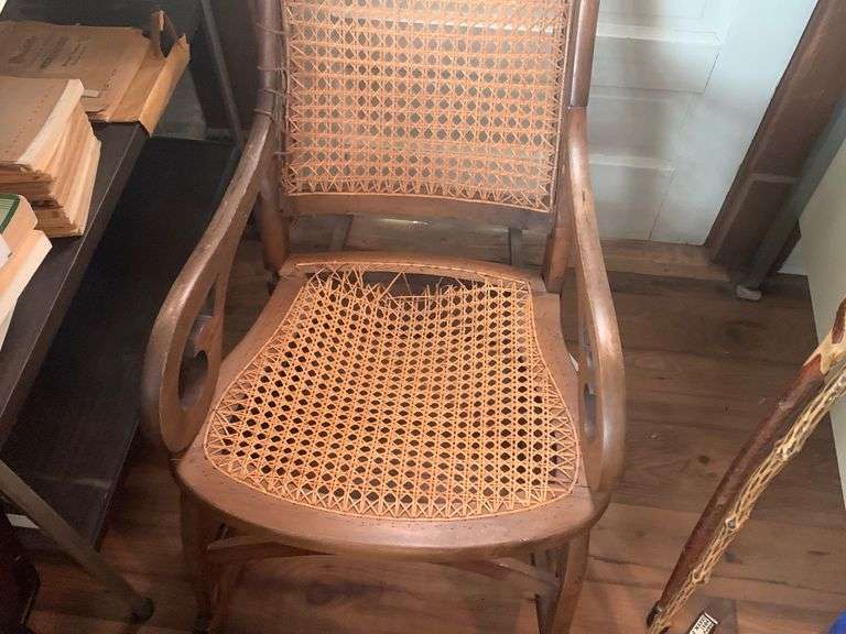 Vintage/Antique Wood & Wicker Rocking Chair Assiter Auctioneers