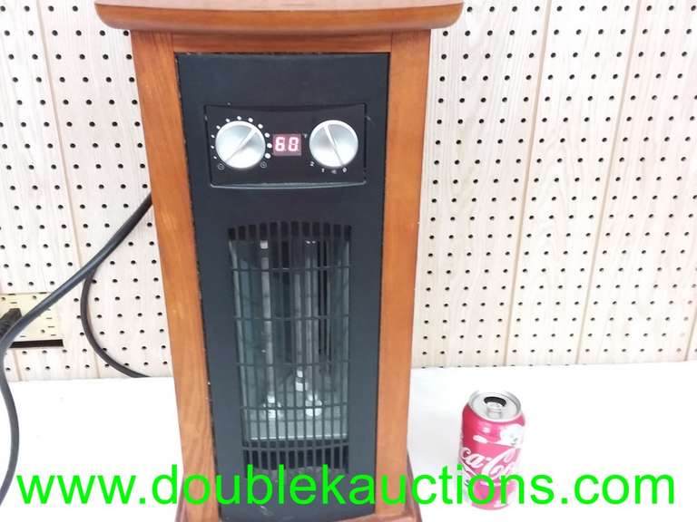 Electric infrared heater by Life Corp. Has a lovely wooden finish
