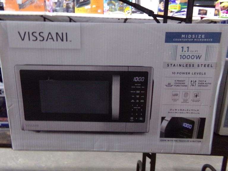 Vissani 1.1 CF 1000Watt Stainless Steel Countertop Microwave Baer