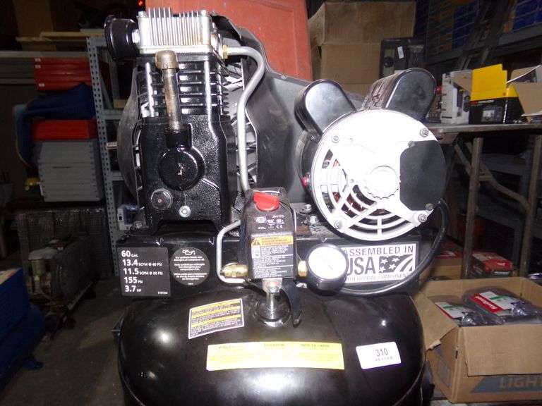 Large 60 Gallon Husky Air Compressor 155 psi 3.7 hp - Baer Auctioneers