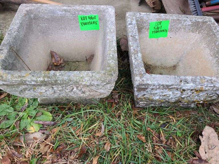 Concrete planters Baker Auctions & Real Estate, LLC