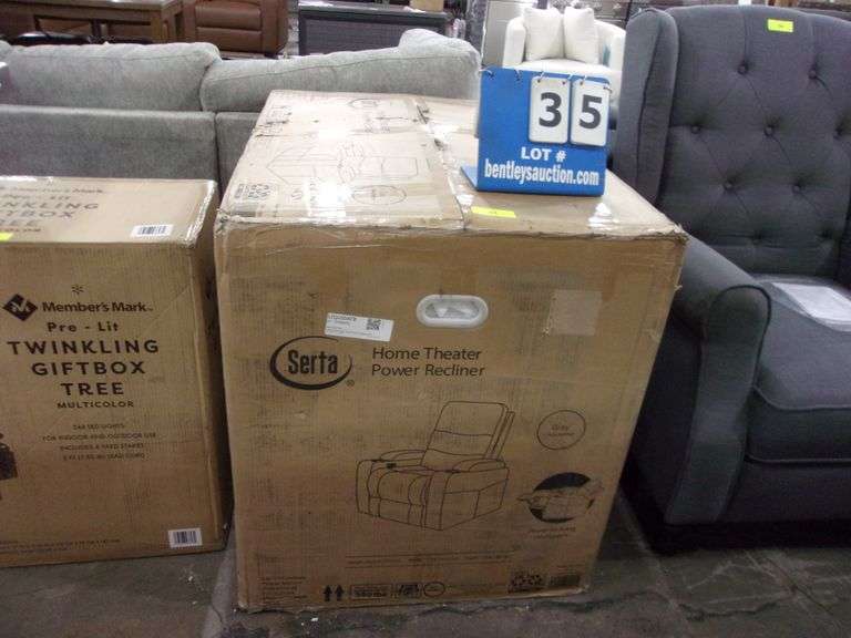 SERTA HOME THEATER POWER RECLINERGRAY W/ FAUX LEATHER Bentley