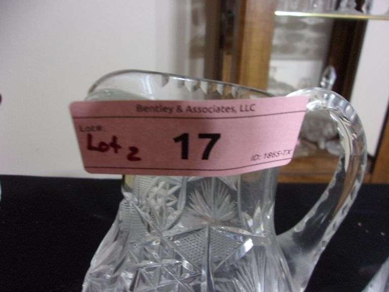 LOT PRESSED GLASS PITCHERS VIOLETTA LEAD CRYSTAL & PRESSED GLASS