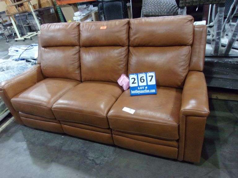 MEMBER'S MARK LIVINGSTON LEATHER RECLINING SOFA SADDLE BROWN