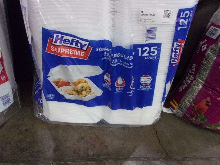 HEFTY SUPREME HINGED LID CONTAINER, 125 COUNT Bentley