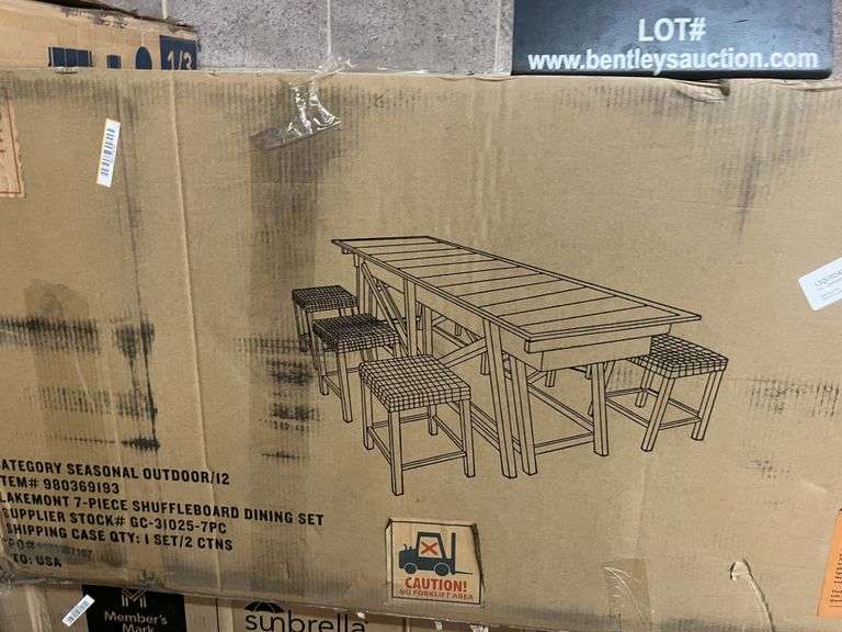 MEMBER'S MARK LAKEMONT 7 PIECE SHUFFLEBOARD DINING SET, USED, AS IS Bentley & Associates, LLC