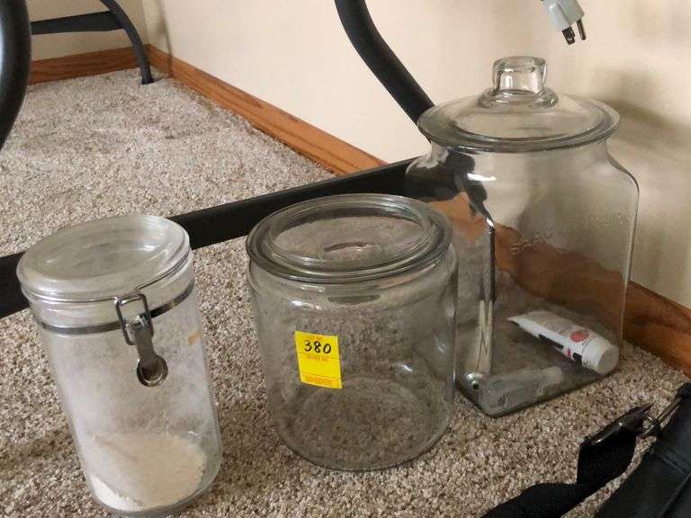 Isaac J Collins large pharmaceutical glass jar, glass and plastic