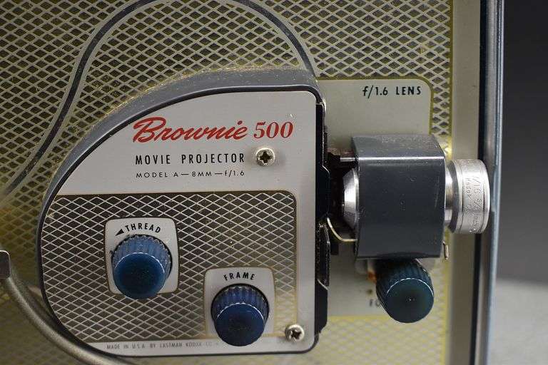 Brownie 500 8MM Movie Projector, Radiant Screen and Assorted Film Reels