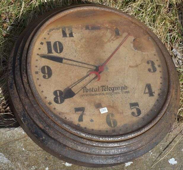 Postal Telegraph Synchronous Electric Time Clock As Found BHD Auctions