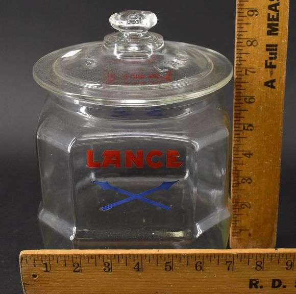 Vintage Lance Glass Store Jar w/ Original Lid BHD Auctions