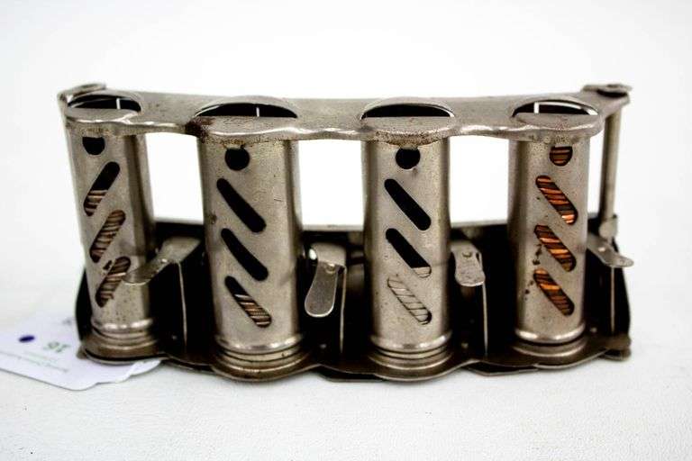 Vintage Coin Changer Belt Dispenser Metal 4 Barrel fourbarrel