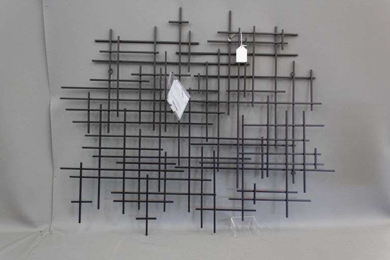 MidCentury Modern Style Black Metal Wall Sculpture Bunting Online Auctions
