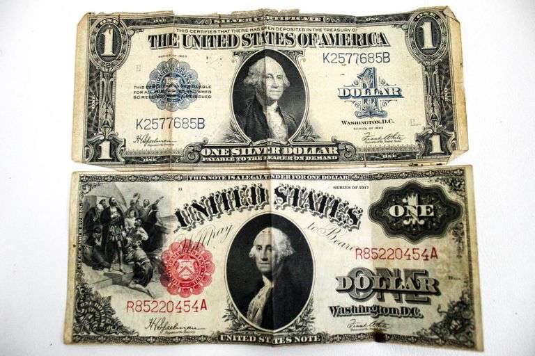 Horse Blanket (larger) United States 1917 Red Seal One Dollar Note and