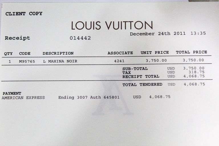 Authentic Louis Vuitton Mahina Noir Handbag. Included original purchase