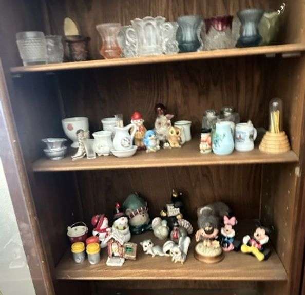 3) Shelves of Toothpick Holders, Nic Nacs, Figurines, Salt & Peppers