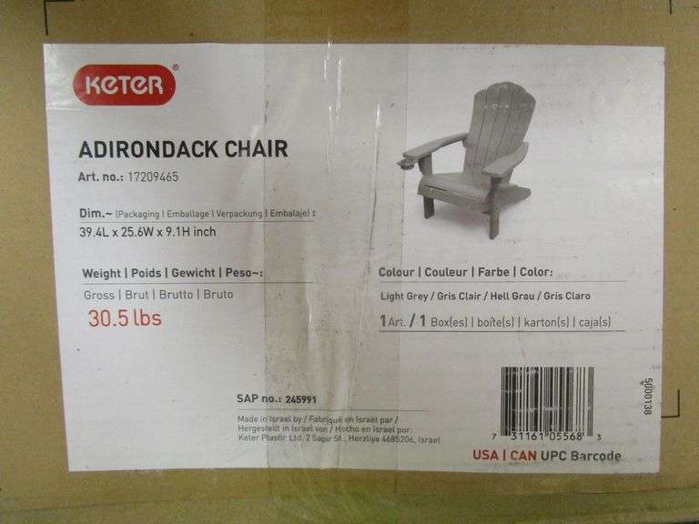 Keter Adirondack Chair Prime Time Auctions, Inc.
