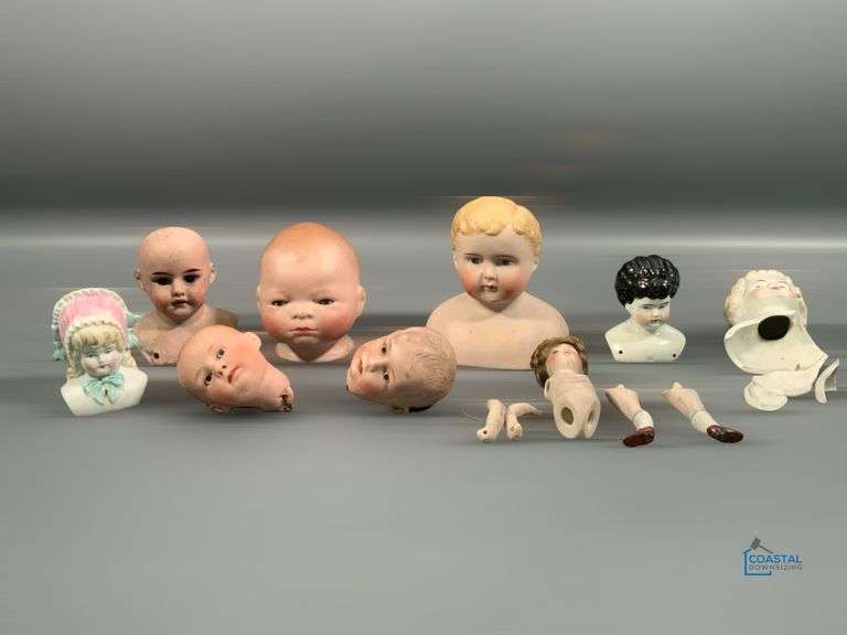 Assorted Vintage Porcelain Baby Doll Parts and Heads Coastal