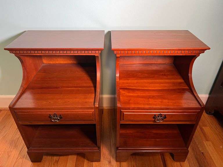 (2) Vintage Davis Company Tawny Cherry Nightstands 20.25” Wide
