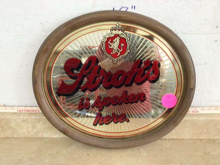 STROH'S BEER MIRROR Currie Auction Service