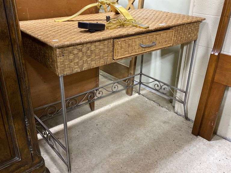 Modern wicker and metal desk Dixon's Auction at Crumpton