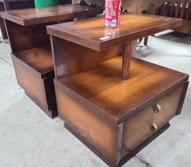 Pair MCM nightstands, asis Dixon's Auction at Crumpton