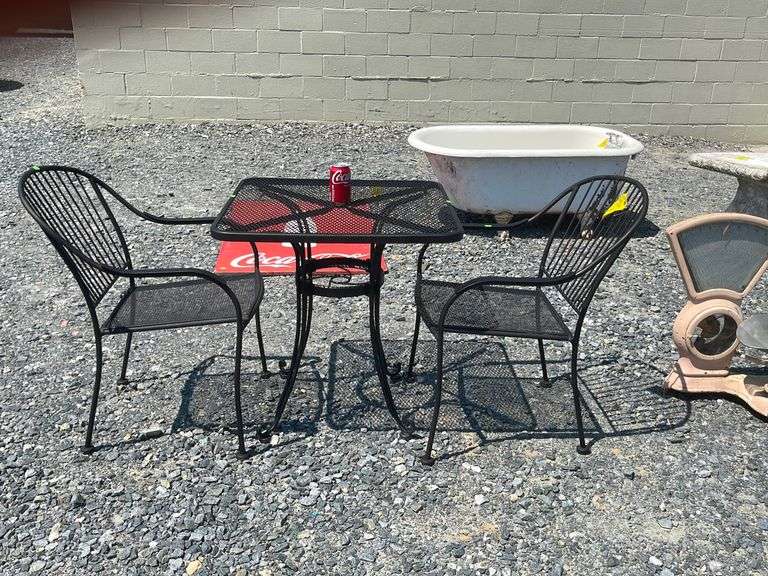 3pc wrought iron patio set Dixon's Auction at Crumpton