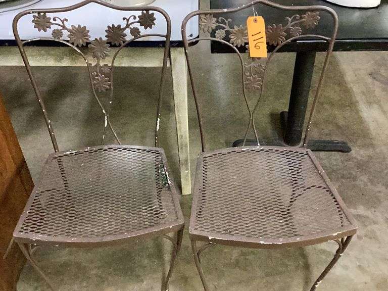 Two vintage metal chairs Diamond G Auctioneers