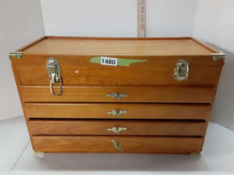Wooden Machinists Tool Box/ Jewelry Box Delaware Auction Center