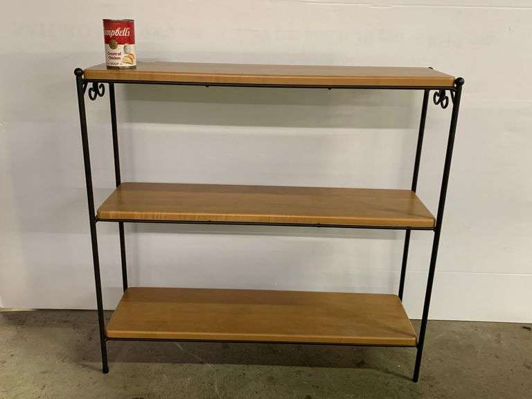 Longaberger Wrought Iron Stand w/ 3 Wood Shelves Delaware Auction Center