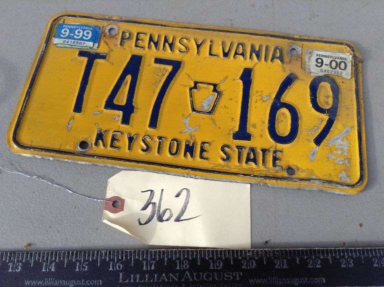 Old PA License Plate Duck Soup Auctions