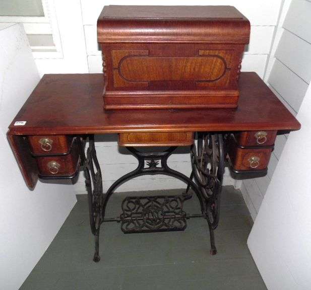 Domestic Treadle Sewing Machine 44" x 17" x 28" Expanded Dunker Auction