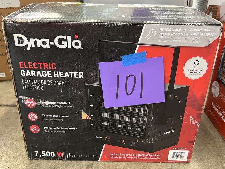 DYNA GLO ELECTRIC GARAGE HEATER IN BOX Earl's Auction Company