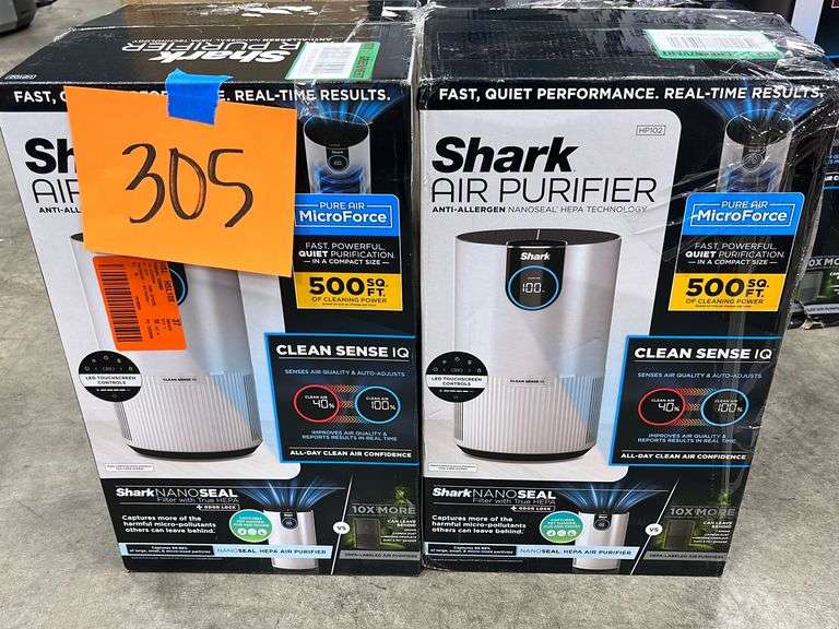 (2) SHARK AIR PURIFIERS IN BOXES Earl's Auction Company
