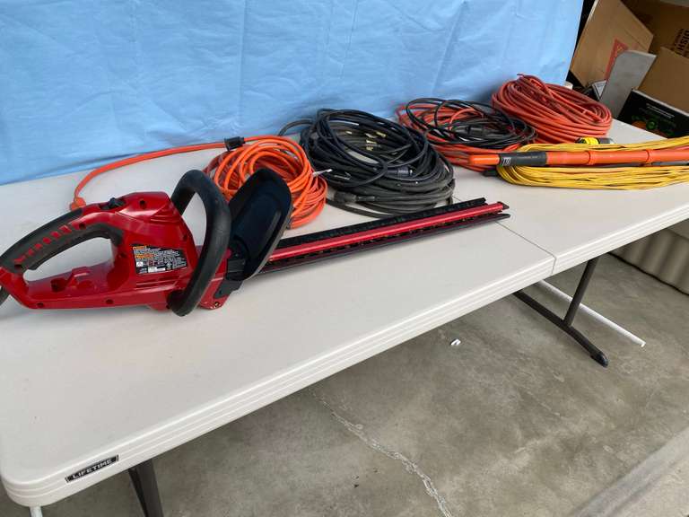 Toro Electric Hedge Trimmer, Assortment of Extension Cords and Steering