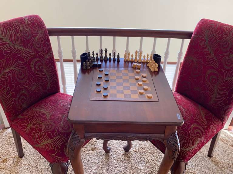 Butler Ornate Game Table w/2 Chairs Estate Details Butler Ornate Game Table w/2 Chairs Estate Details
